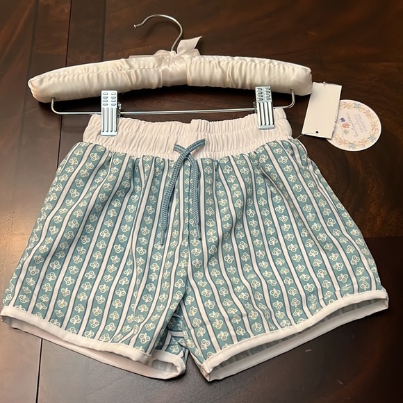 Edgehill Collection x Sun House Children's Talmadge Stripe Swim Trunks - Picture 4 of 9